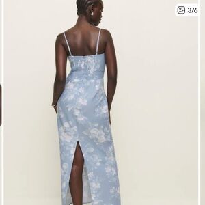 Reformation Light Blue Floral Backless Dress